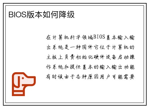 BIOS版本如何降级