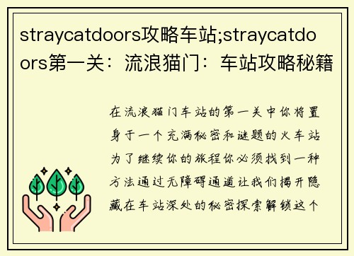 straycatdoors攻略车站;straycatdoors第一关：流浪猫门：车站攻略秘籍，解密无障碍通道